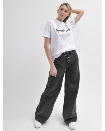 Женские графитовые джинсы wide leg 55998, Цвет: Графит, Размер: XS