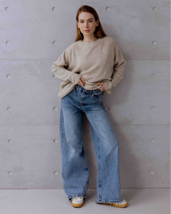 Джинсы Wide Leg голубого цвета 55999, Цвет: Голубой, Размер: XS