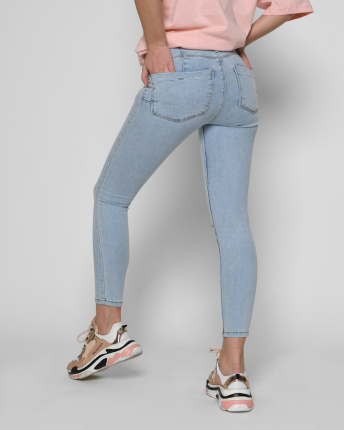 Синие джинсы скинни 55115, Цвет: Голубой, Размер: 26