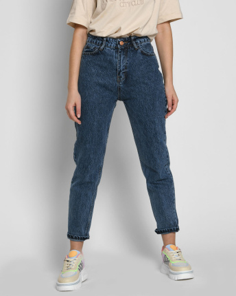 Синие джинсы-баллоны с высокой посадкой 55127, Цвет: Синий, Размер: 25