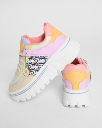 Разноцветные кеды на высокой подошве 45017, Цвет: Мультиколор, Размер: 37