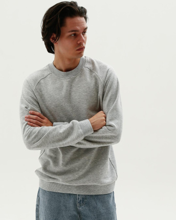 Мужской серый свитшот из тринитки 31932, Цвет: Серый, Размер: S