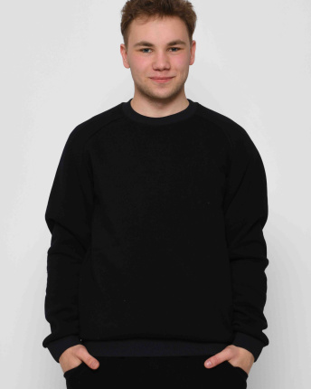 Утепленный синий мужской свитшот на флисе 30137, Цвет: Синий, Размер: S