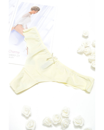 Бесшовные стринги из нейлона с бантиком 34869, Цвет: Молочний, Размер: S