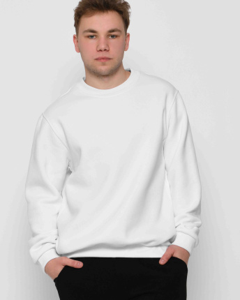 Однотонный белый мужской свитшот 31936, Цвет: Белый, Размер: S