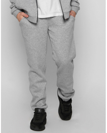 Серые мужские спортивные штаны на флисе 29885, Цвет: Серый, Размер: S