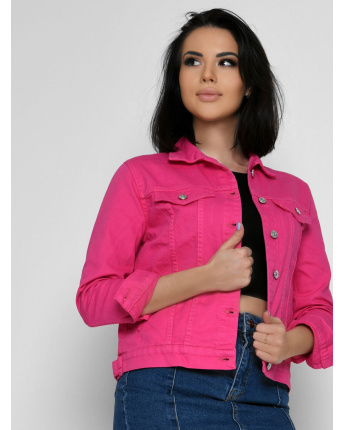 Малинова джинсова куртка 55155, Колір: Малина, Розмір: S