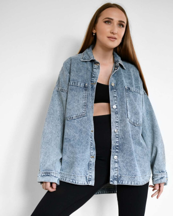 Жіноча джинсівка оверсайз 55159, Колір: Блакитний, Розмір: M