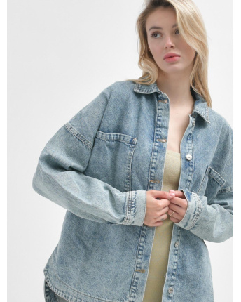 Джинсова куртка oversize 55160, Колір: Синій, Розмір: M