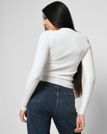 Женский гольф молоко в мелкий рубчик 51227, Цвет: Молочний, Размер: ONE SIZE