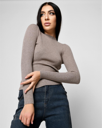 Жіночий гольф капучино у дрібний рубчик 51230, Колір: Капучино, Розмір: ONE SIZE