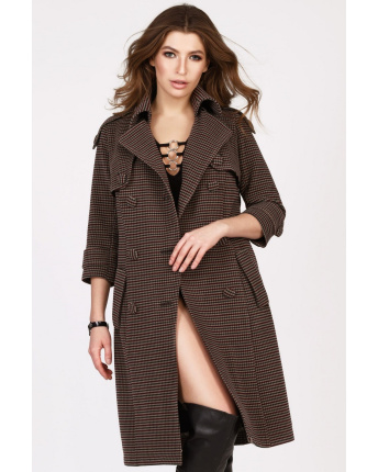 Пальто з рукавом 3/4 кольору синій-марсала 35004, Колір: Бургунді, Розмір: XS