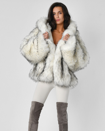 Розкішна екошубка 57176, Колір: Молочний, Розмір: ONE SIZE