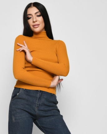 Жіночий гірчичний гольф у рубчик 51186, Колір: Гірчиця, Розмір: ONE SIZE