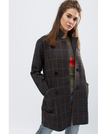 Демісезонне пальто прямого силуету на ґудзиках 30570, Колір: Графіт, Розмір: ONE SIZE