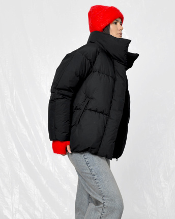 Стильний короткий пуховик чорного кольору 56093, Колір: Чорний, Розмір: XS, зображення 5