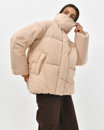 Бежевий жіночий пуховик 56094, Колір: Бежевий, Розмір: XS, зображення 2
