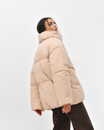 Бежевий жіночий пуховик 56094, Колір: Бежевий, Розмір: XS, зображення 4