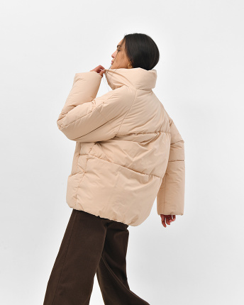 Бежевий жіночий пуховик 56094, Колір: Бежевий, Розмір: XS, зображення 5