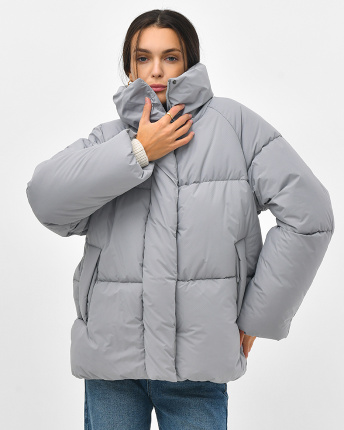 Жіночий сірий пуховик 56096, Колір: Сірий, Розмір: XS