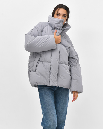 Жіночий сірий пуховик 56096, Колір: Сірий, Розмір: XS, зображення 3
