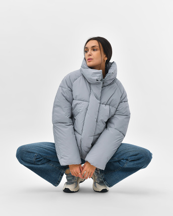 Жіночий сірий пуховик 56096, Колір: Сірий, Розмір: XS, зображення 4