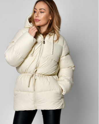 Жіночий пуховик молочного кольору 56101, Колір: Молочний, Розмір: XS