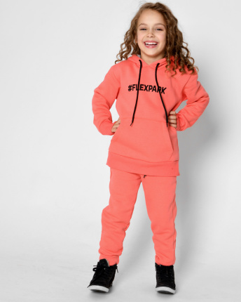 Детский костюм на флисе с надписью "#flexpark" 53208, Цвет: Корал, Размер: 122