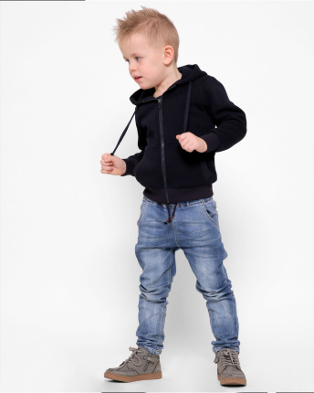 Однотонна дитяча спортивна кофта темно-синього кольору 31994, Колір: Темно-синій, Розмір: 92