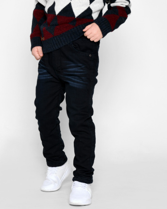 Детские утепленные джинсы 53258, Цвет: Темно-синий, Размер: 98