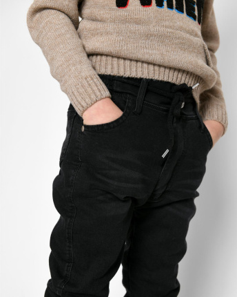 Дитячі утеплені джинси 53259, Колір: Чорний, Розмір: 98