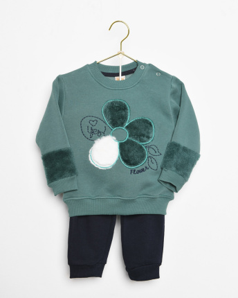 Детский флисовый костюм с вышивкой Цветок 53193, Цвет: Мята, Размер: 86