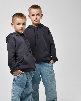 Детский худи унисекс цвета графит 55698, Цвет: Графит, Размер: 122