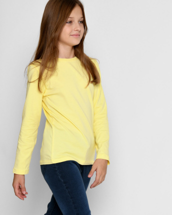 Детский однотонный желтый лонгслив с длинными рукавами 53226, Цвет: Жёлтый, Размер: 140 см
