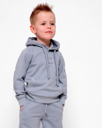 Дитячий сіро-блакитний  худі без принта 32005, Колір: Блакитний, Розмір: 92