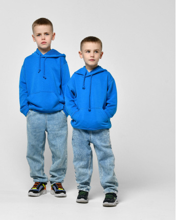 Детский худи унисекс цвет голубой 55712, Цвет: Голубой, Размер: 128