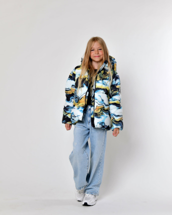 Яскрава дитяча зимова куртка 56048, Колір: Блакитний, Розмір: 122