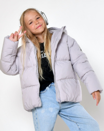 Серая зимняя куртка для девочек 56046, Цвет: Серый, Размер: 122
