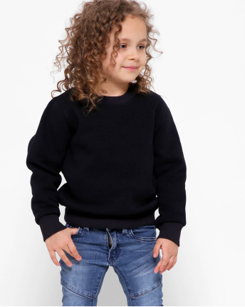 Дитячий однотонний світшот темно-синього кольору 31987, Колір: Темно-синій, Розмір: 92