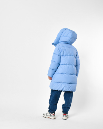 Зимний голубой пуховик для девочки на экопухе 56148, Цвет: Голубой, Размер: 152, изображение 3