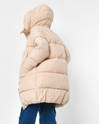 Зимовий бежевий пуховик для дівчинки на екопуху 56150, Колір: Бежевий, Розмір: 134, зображення 4