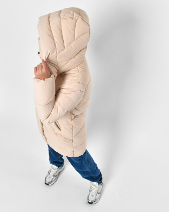 Зимовий бежевий пуховик для дівчинки на екопуху 56150, Колір: Бежевий, Розмір: 134, зображення 7