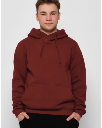 Мужское бордовое худи с капюшоном 29989, Цвет: Бордовый, Размер: S