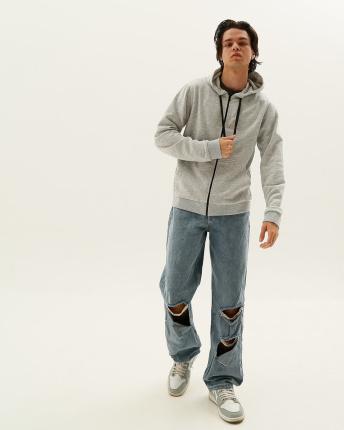 Мужская спортивная кофта на молнии, серый 31941, Цвет: Серый, Размер: M