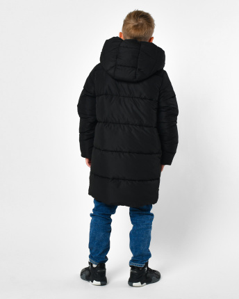 Длинный зимний черный пуховик с капюшоном для мальчика 56160, Цвет: Черный, Размер: 128, изображение 7