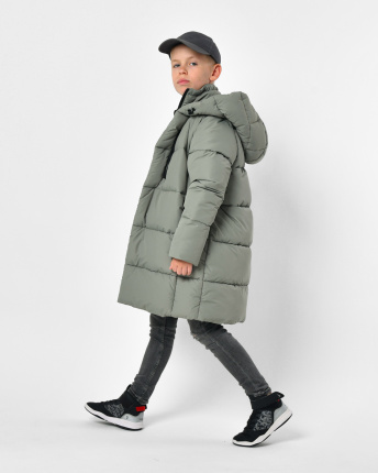 Длинный зимний зеленый пуховик с капюшоном для мальчика 56163, Цвет: Зеленый, Размер: 128, изображение 2