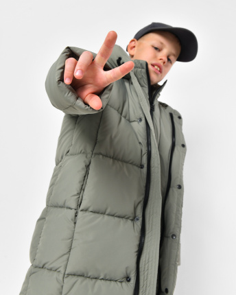 Длинный зимний зеленый пуховик с капюшоном для мальчика 56163, Цвет: Зеленый, Размер: 128, изображение 5