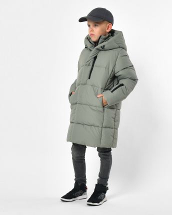 Длинный зимний зеленый пуховик с капюшоном для мальчика 56163, Цвет: Зеленый, Размер: 128, изображение 6