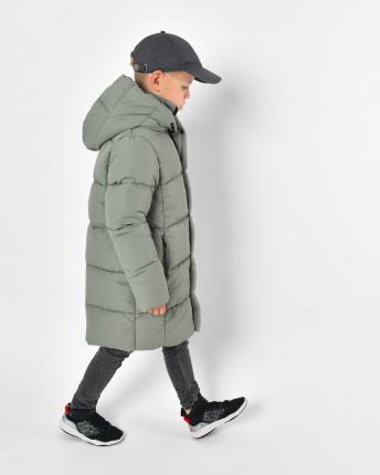 Длинный зимний зеленый пуховик с капюшоном для мальчика 56163, Цвет: Зеленый, Размер: 128, изображение 7