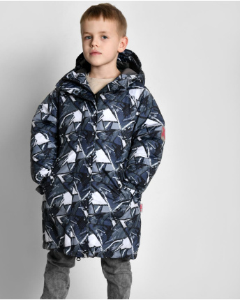 Детский серый оверсайз пуховик унисекс 55217, Цвет: Серый, Размер: 140 см